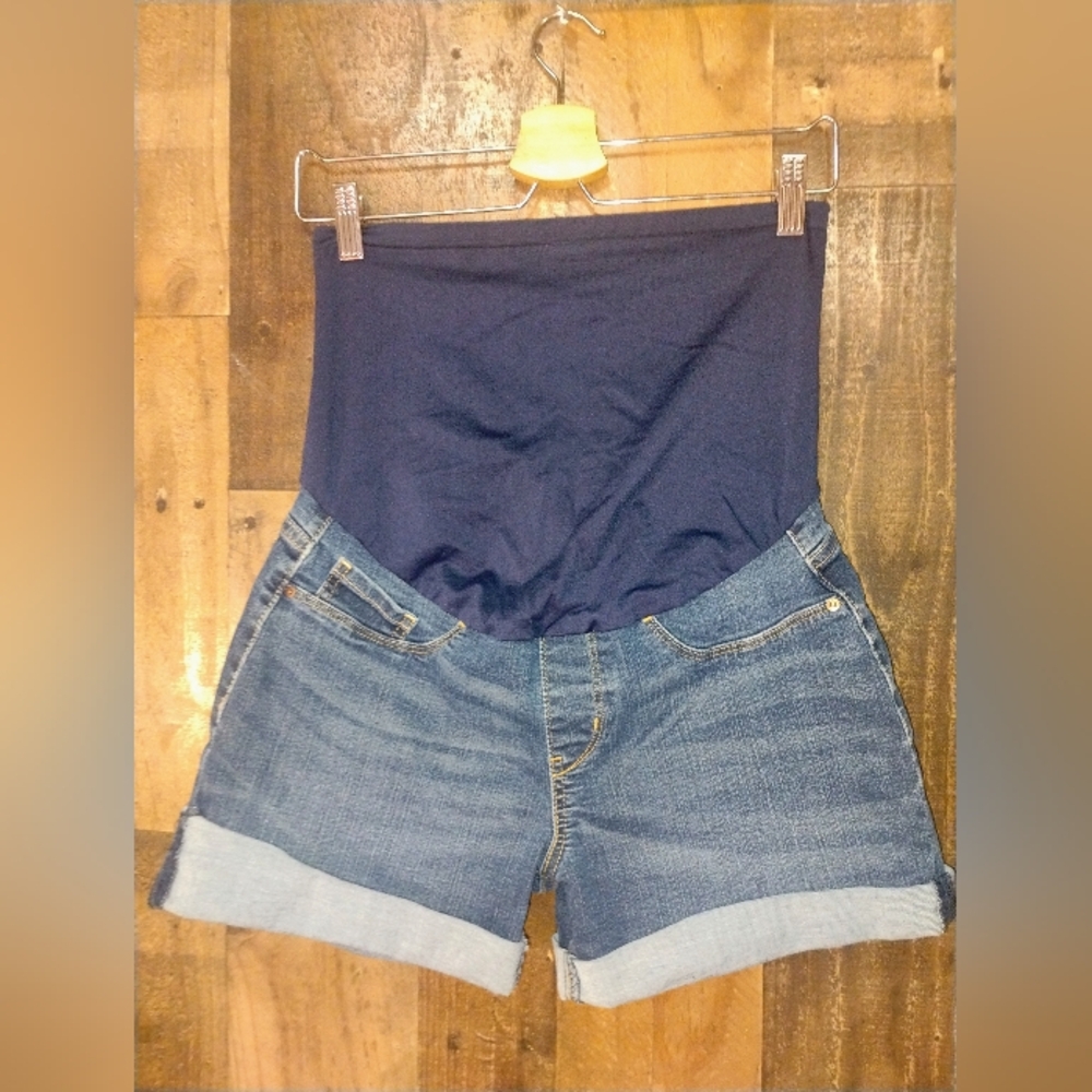 Signature by Levi Strauss Maternity Blue Denim Jean Shorts Size Medium